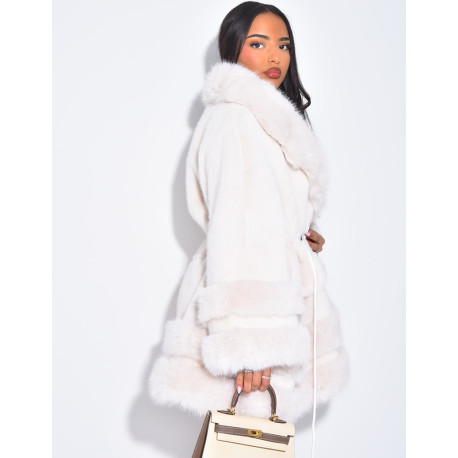 Lockerer Mantel mit Premium-Fake Fur