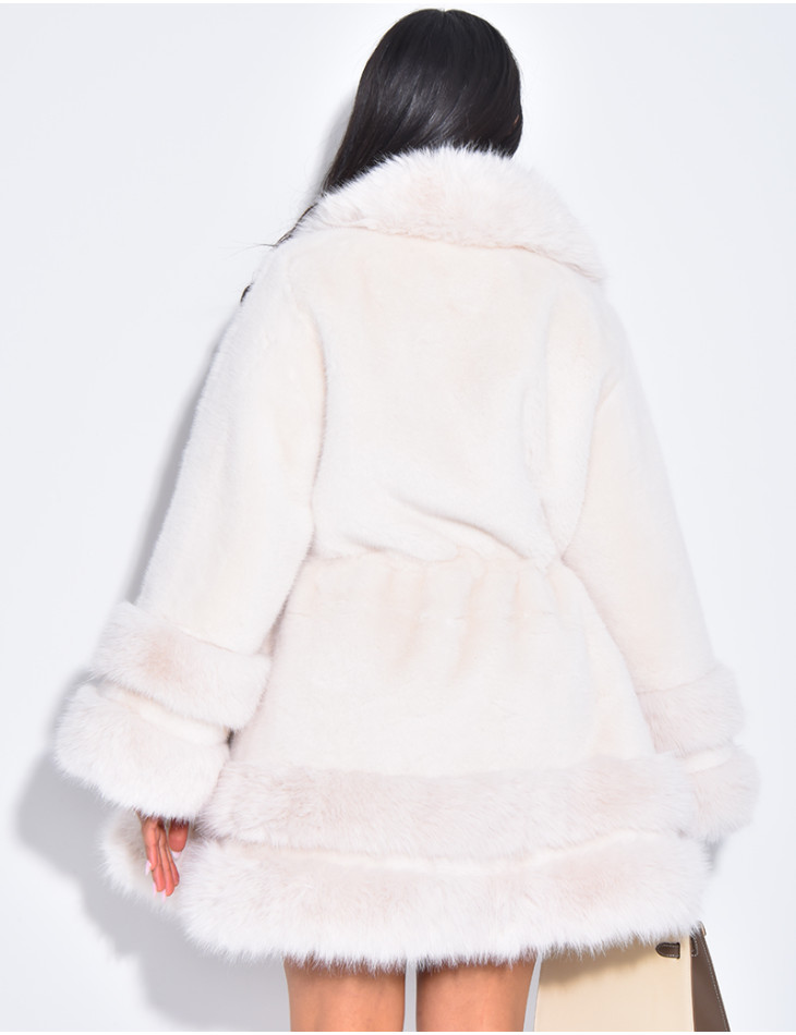 Lockerer Mantel mit Premium-Fake Fur
