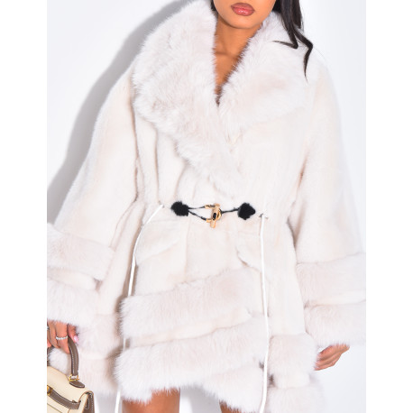 Lockerer Mantel mit Premium-Fake Fur