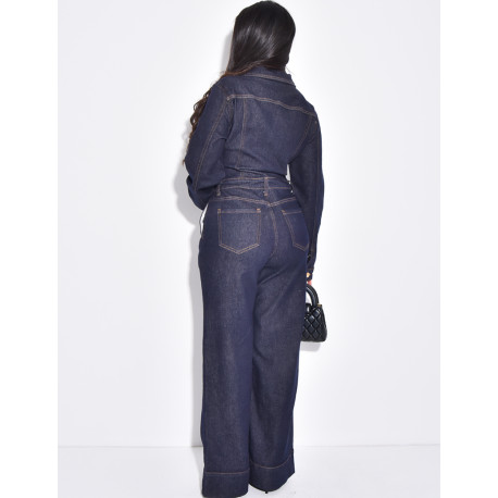 Jeansoverall mit goldenen Knöpfen