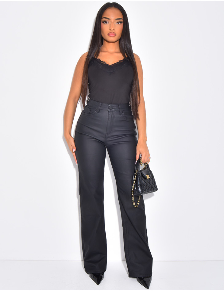 Body moulant à bordures en dentelle