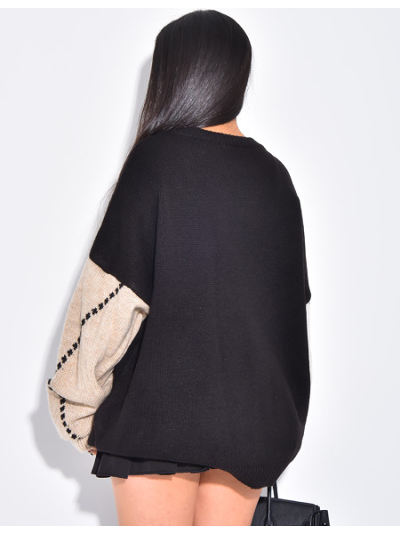 Pull oversize en laine à motifs jacquard