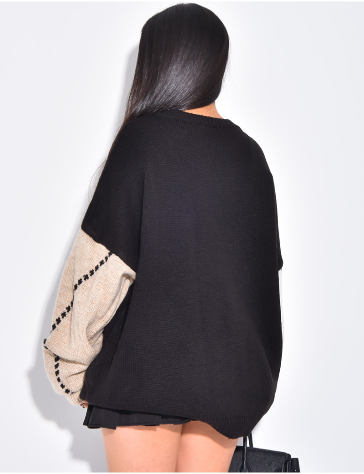 Pull oversize en laine à motifs jacquard