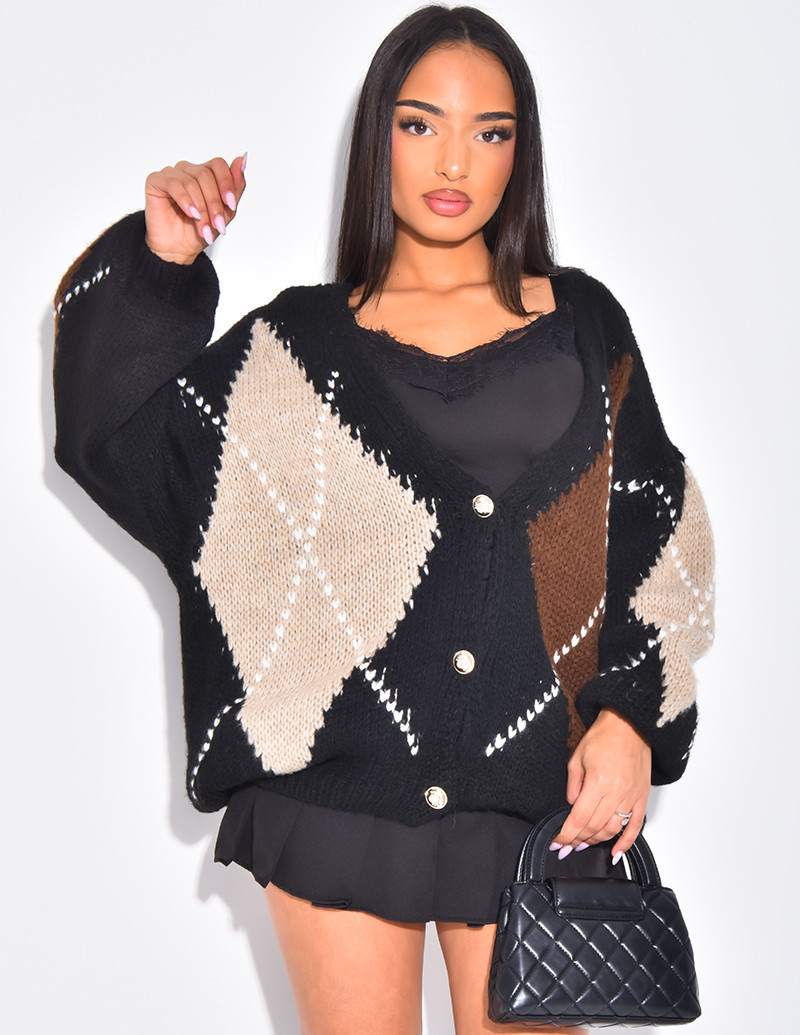 Oversize-Strickjacke mit...