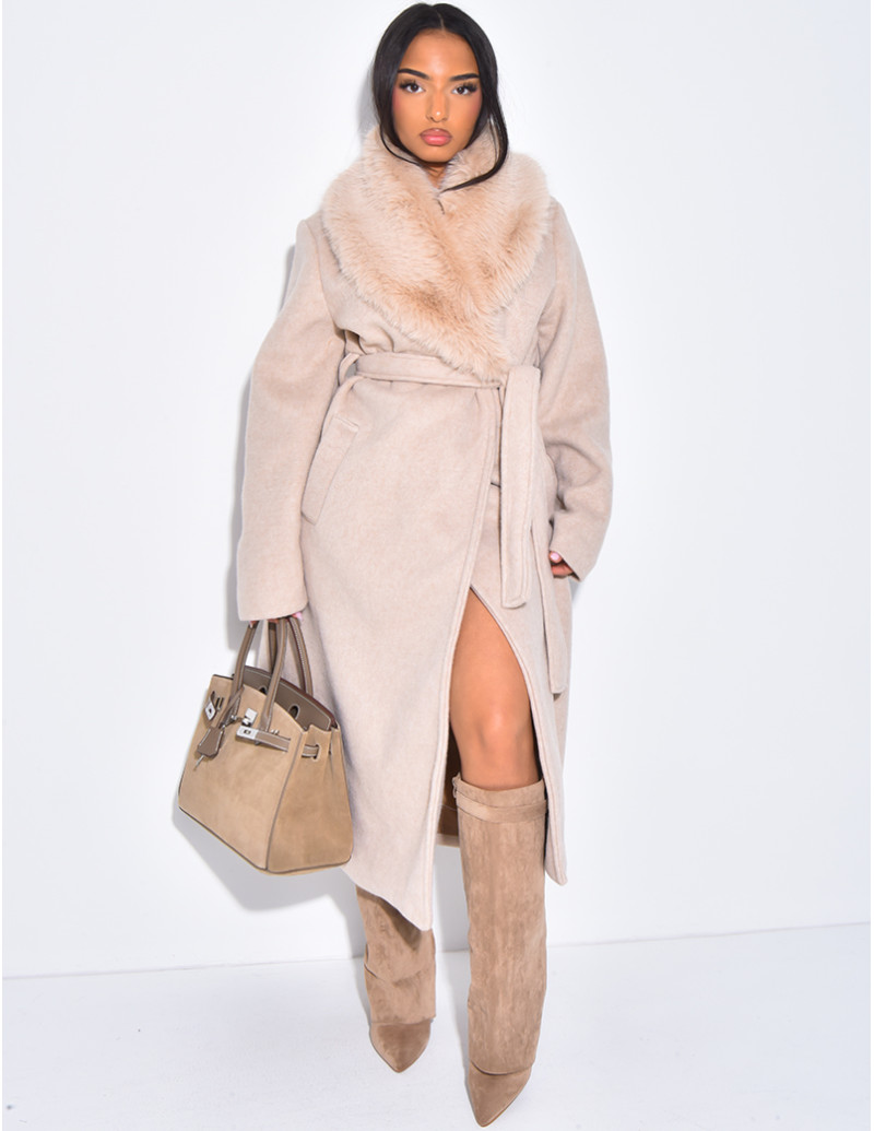 Manteau long en feutrine à...
