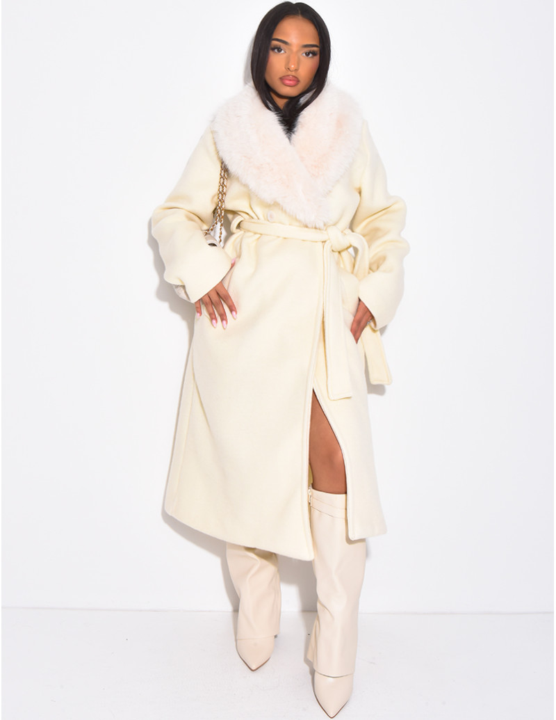 Manteau long en feutrine à...