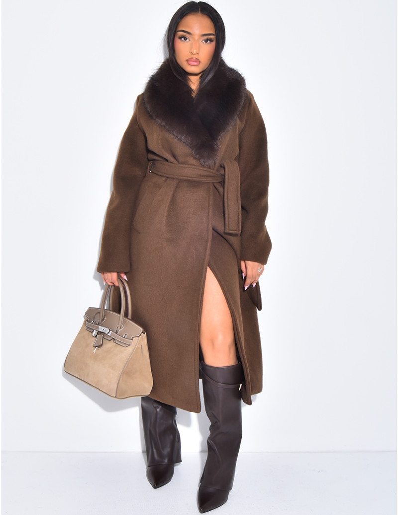 Manteau long en feutrine à...