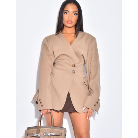 Blazer boutonné à nouer à la taille