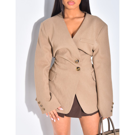 Blazer boutonné à nouer à la taille
