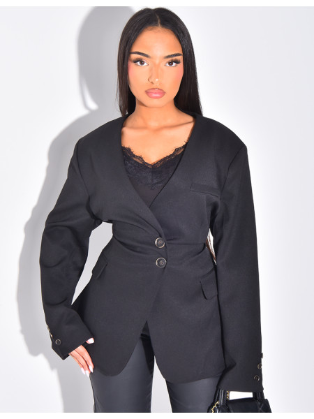 Blazer boutonné à nouer à la taille
