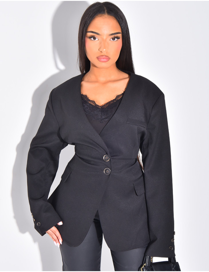 Blazer boutonné à nouer à la taille