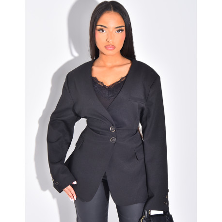 Blazer boutonné à nouer à la taille