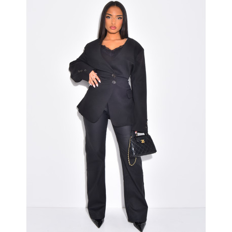 Blazer boutonné à nouer à la taille