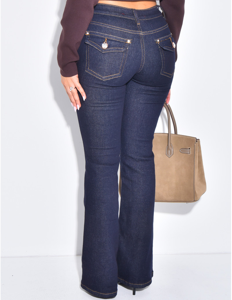 Jeans flare taille basse à...