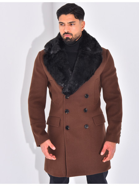 Manteau à col en fourrure