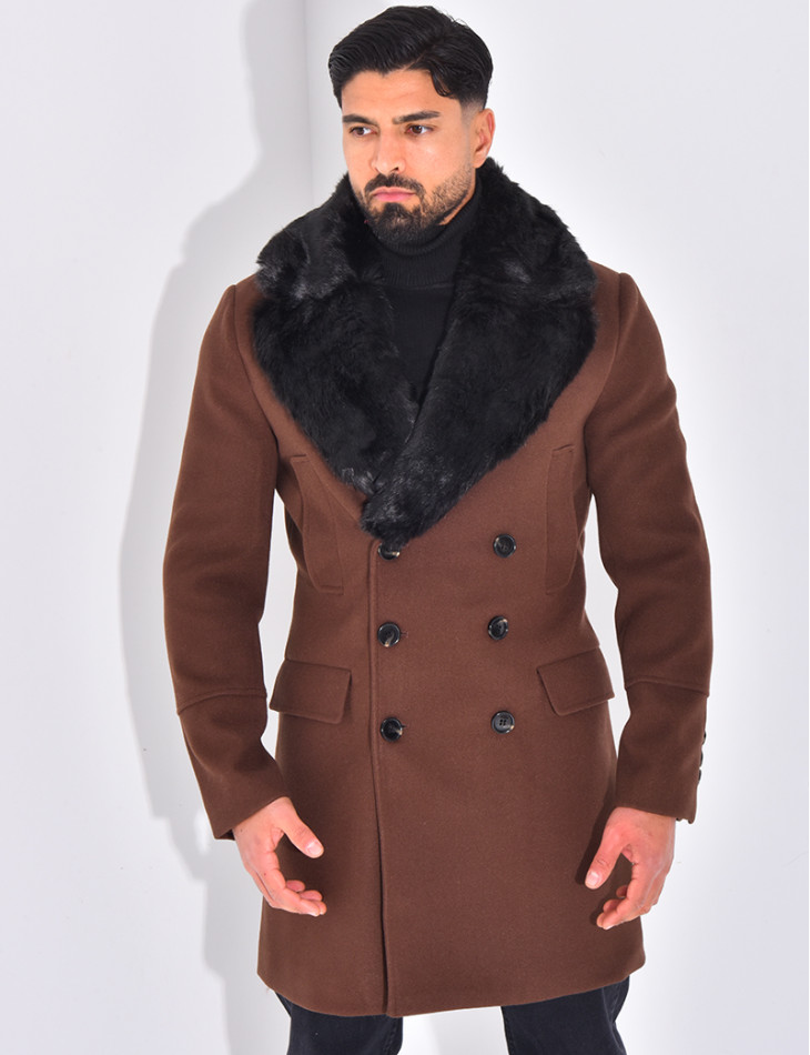 Manteau à col en fourrure