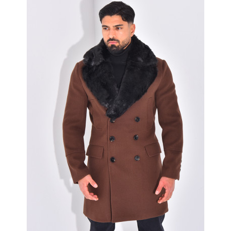 Manteau à col en fourrure