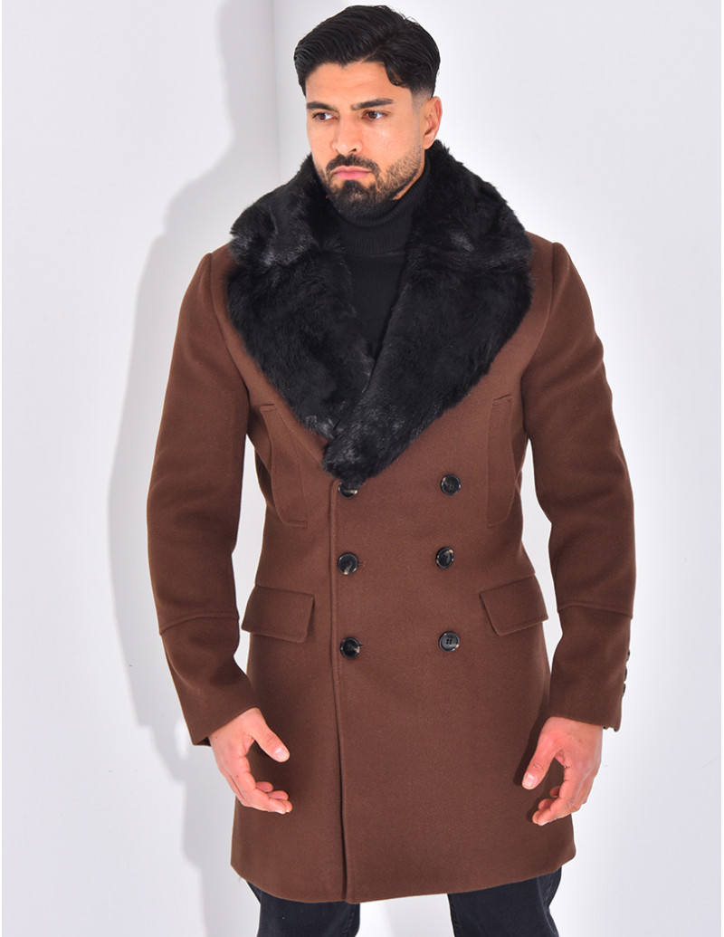 Manteau à col en fourrure
