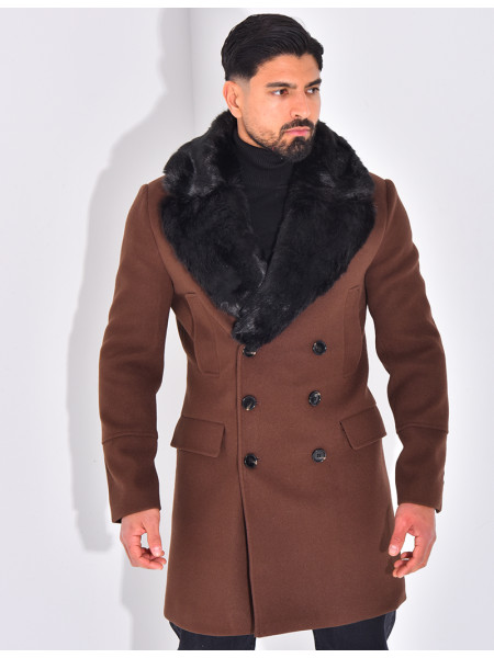Manteau à col en fourrure