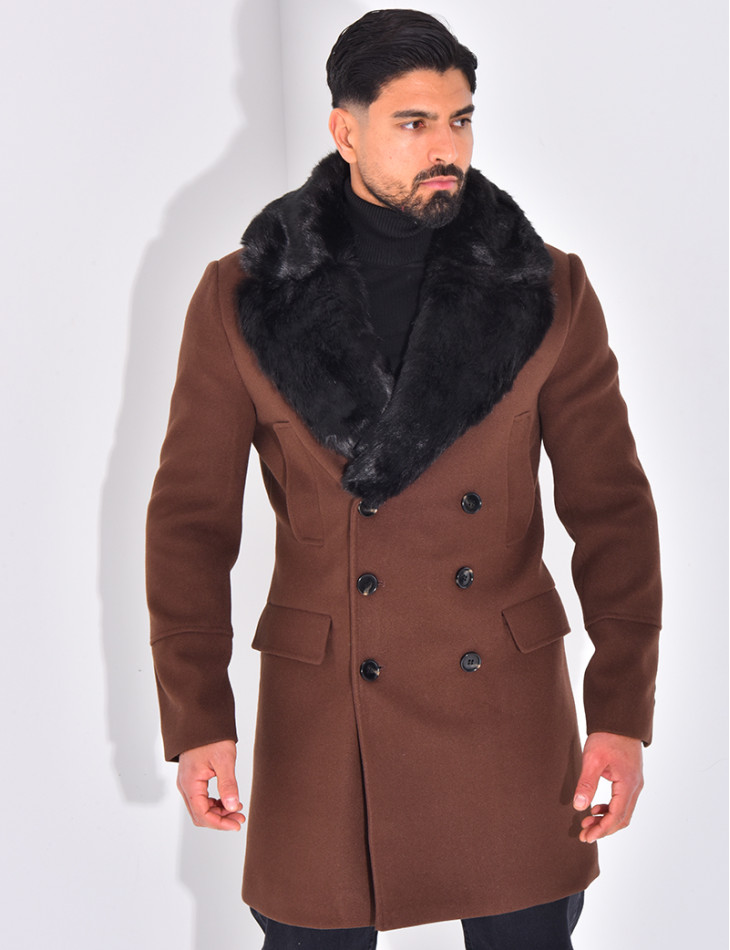 Manteau à col en fourrure