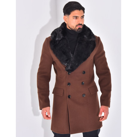 Manteau à col en fourrure