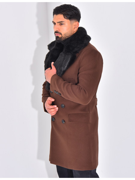 Manteau à col en fourrure