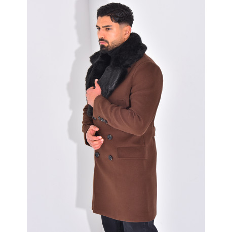 Manteau à col en fourrure