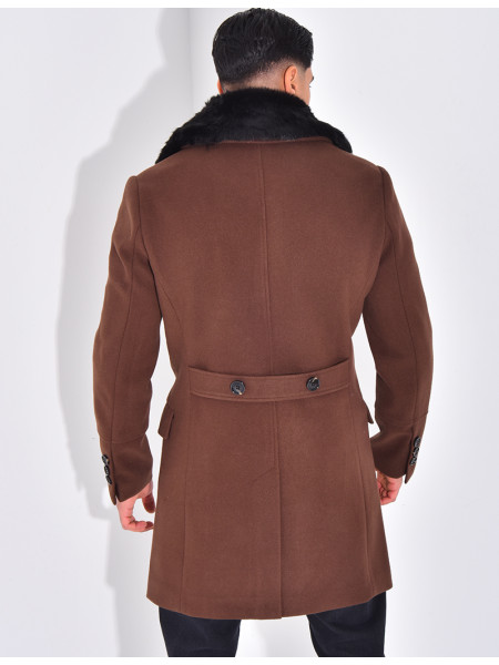 Manteau à col en fourrure