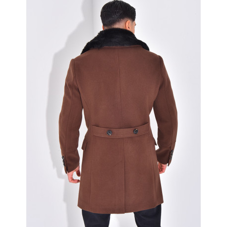 Manteau à col en fourrure