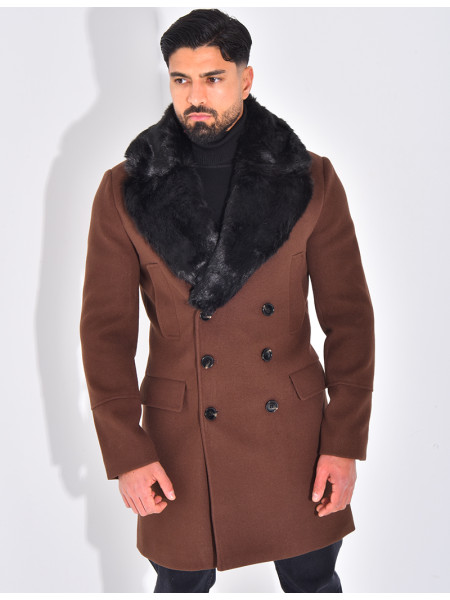 Manteau à col en fourrure