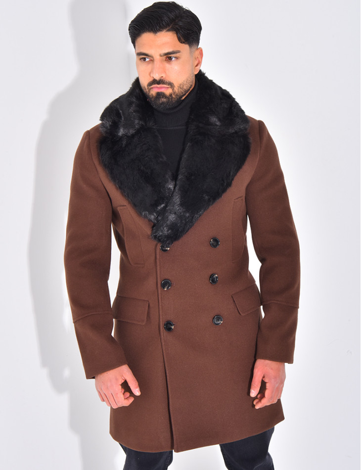 Manteau à col en fourrure