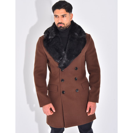 Manteau à col en fourrure