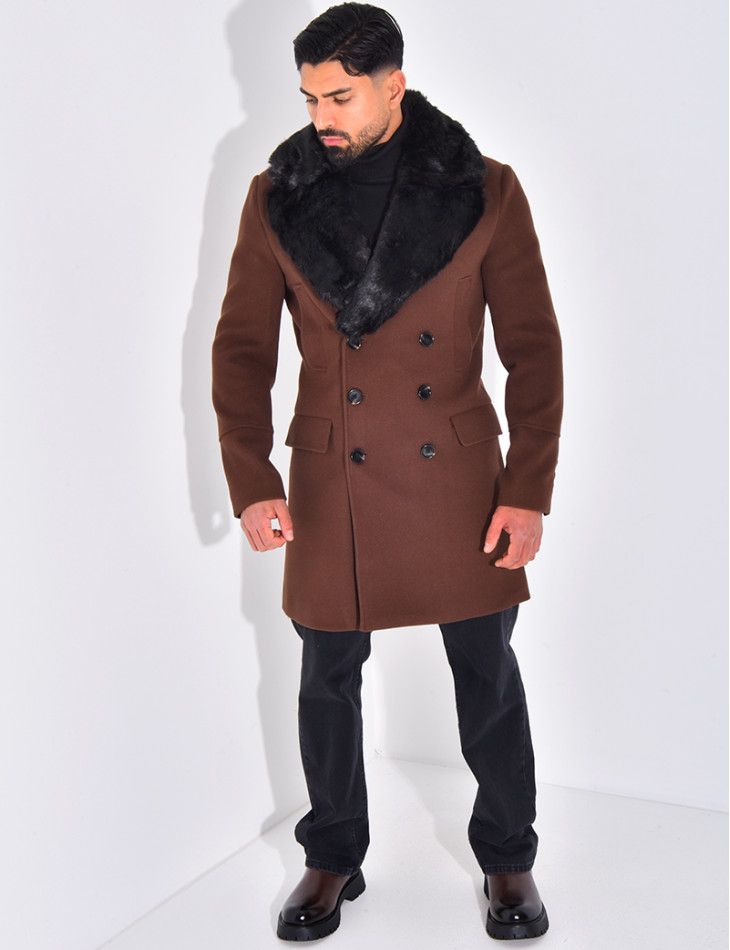Manteau à col en fourrure