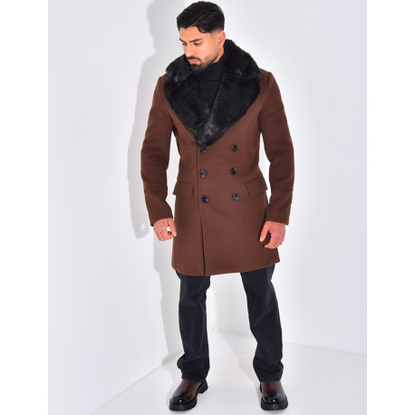 Manteau à col en fourrure