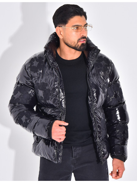 Doudoune matelassée en vinyl à fleurs