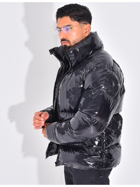 Doudoune matelassée en vinyl à fleurs