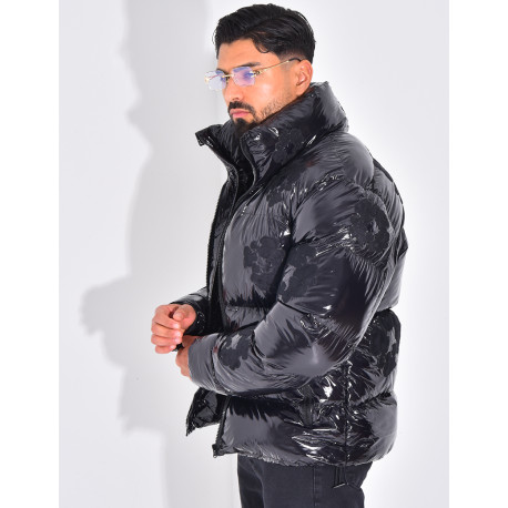 Doudoune matelassée en vinyl à fleurs