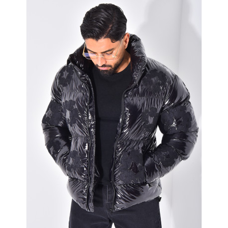 Doudoune matelassée en vinyl à fleurs