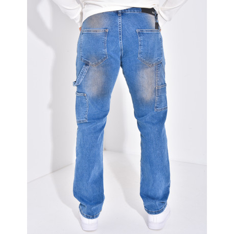 Jeans à tâches de peinture et empiècements contrastants