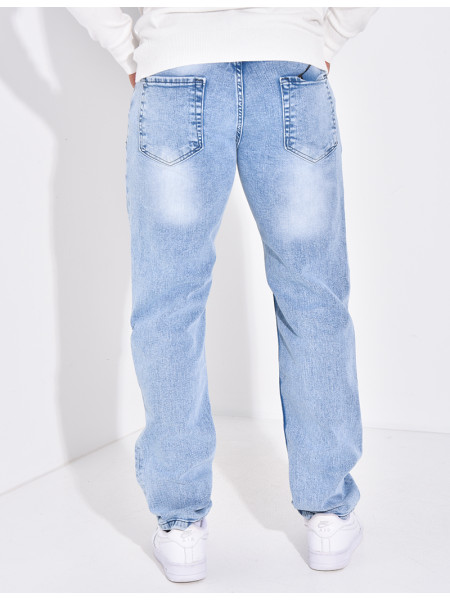 Jeans coupe droite destroy