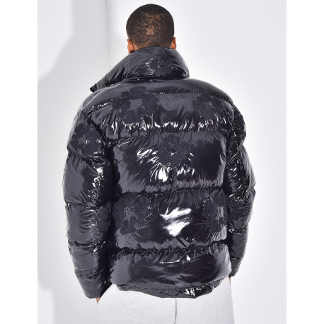 Doudoune matelassée en vinyl à fleurs