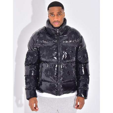 Doudoune matelassée en vinyl à fleurs