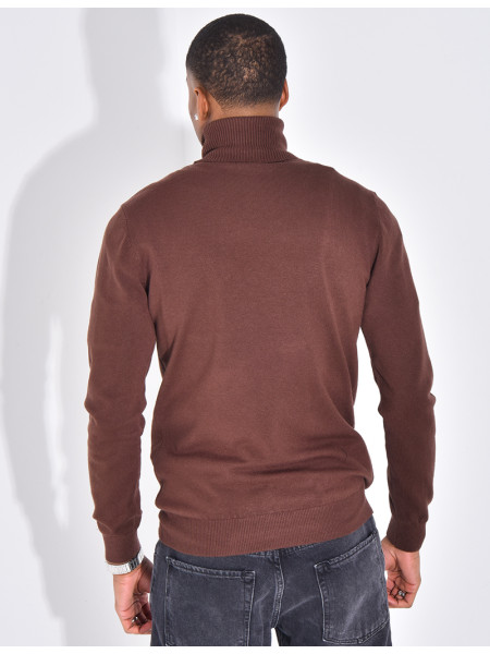 Pull fin col roulé