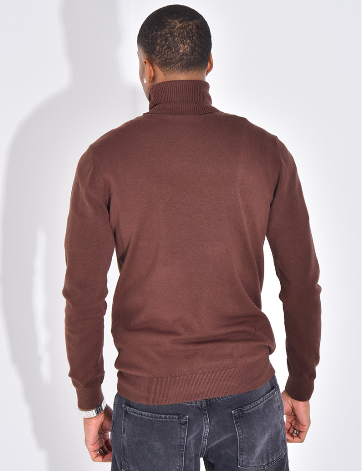 Pull fin col roulé