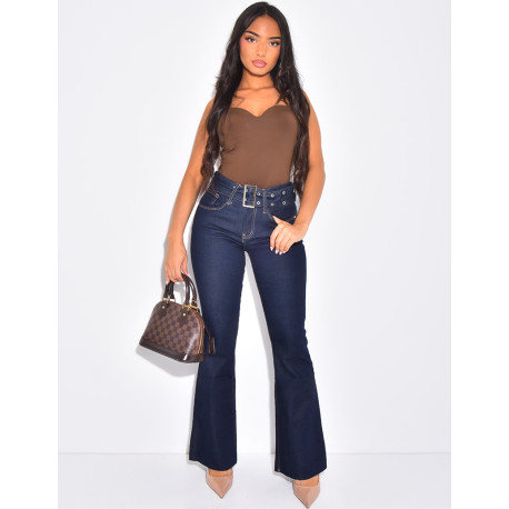 Jeans pattes d'eph à ceinture