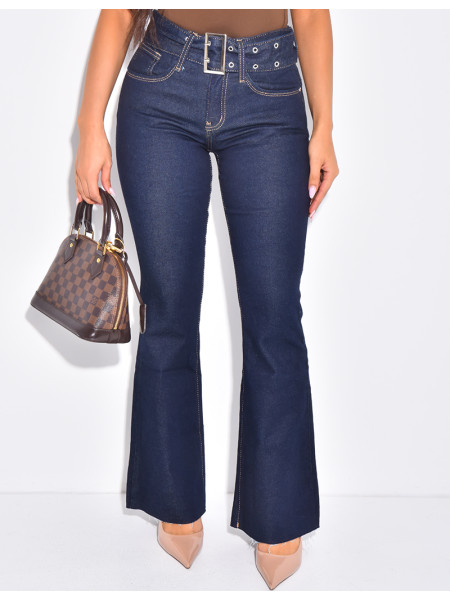 Jeans pattes d'eph à ceinture