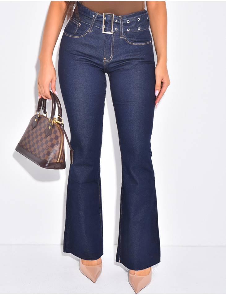 Jeans pattes d'eph à ceinture