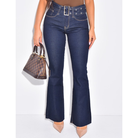Jeans pattes d'eph à ceinture