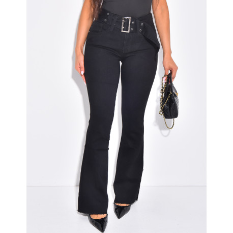 Jeans pattes d'eph à ceinture