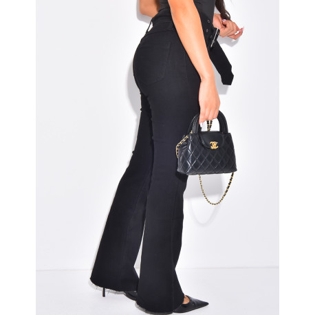 Jeans pattes d'eph à ceinture